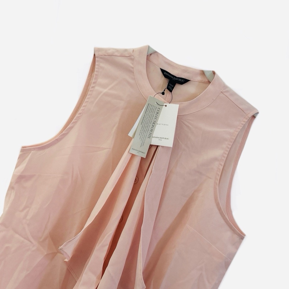 Banana Republic Rose Smoke Sleeveless Cascade Blouse Women's Size Petite XSP NWT - Picture 6 of 9